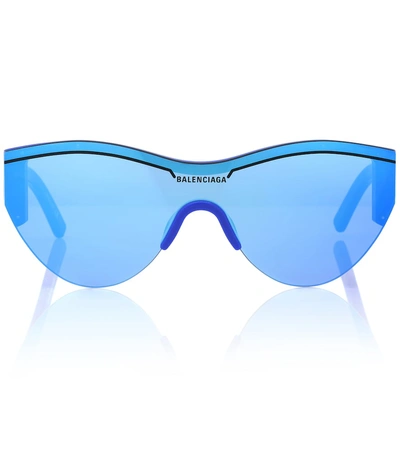 Shop Balenciaga Ski Sunglasses In Blue