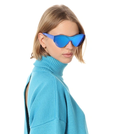 Shop Balenciaga Ski Sunglasses In Blue