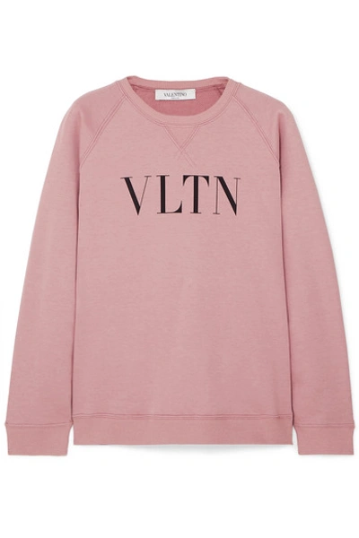 Shop Valentino Printed Cotton-blend Jersey Sweatshirt In Pink