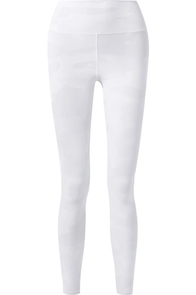Shop Alo Yoga Vapor Camouflage-print Stretch Leggings In White