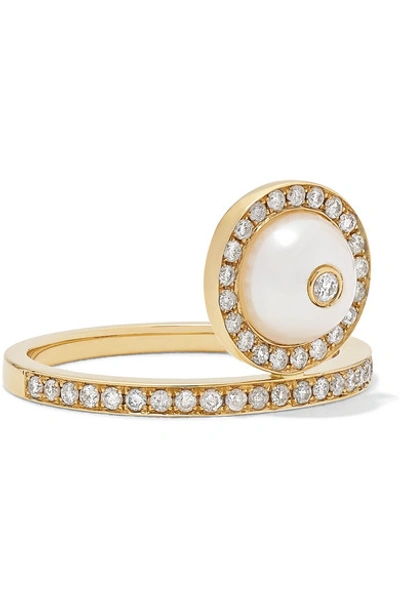 Shop Anissa Kermiche Solitaire 18-karat Gold, Diamond And Pearl Ring