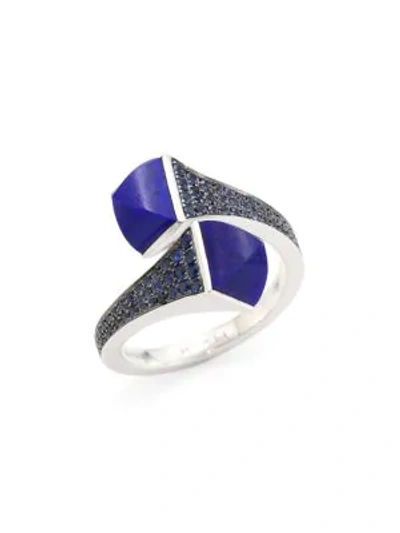 Shop Marli Cleo By  18k White Gold, Lapis Lazuli & Blue Sapphire Ring