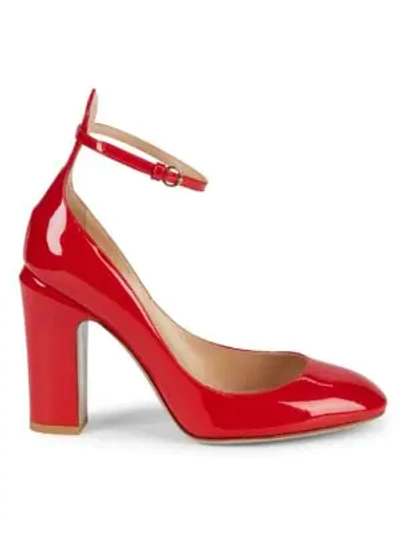 Shop Valentino Tango Patent Leather Block Heel Pumps In Rosso