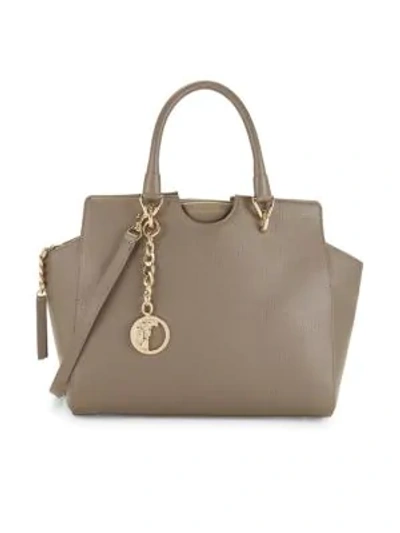 Shop Versace Classic Leather Satchel In Dark Taupe
