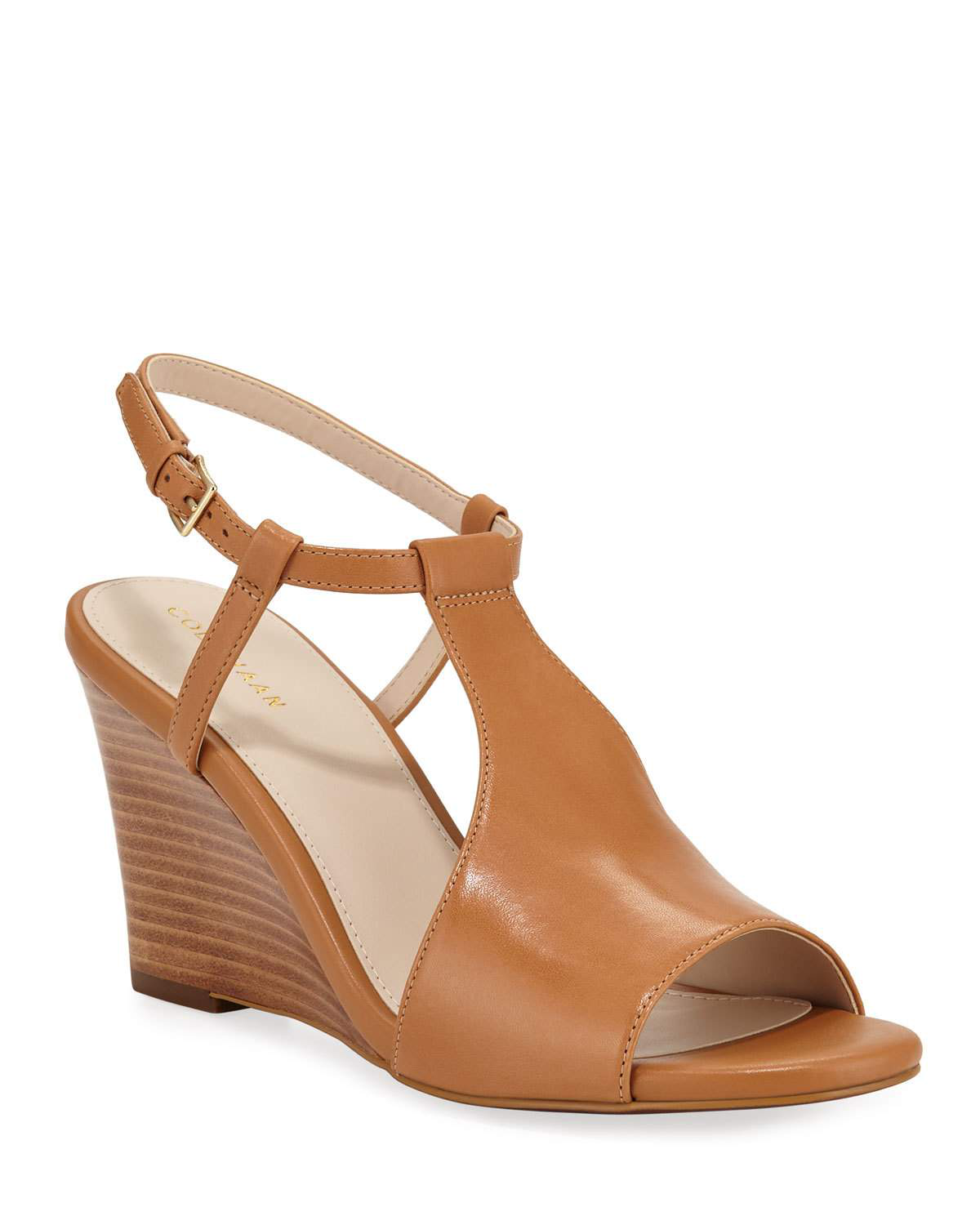 Cole Haan Maddie Open-Toe Wedge Pumps In Pecan | ModeSens