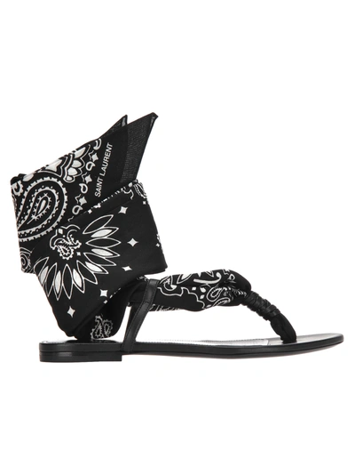 Shop Saint Laurent Dallas Bandana Open Sandals In Black