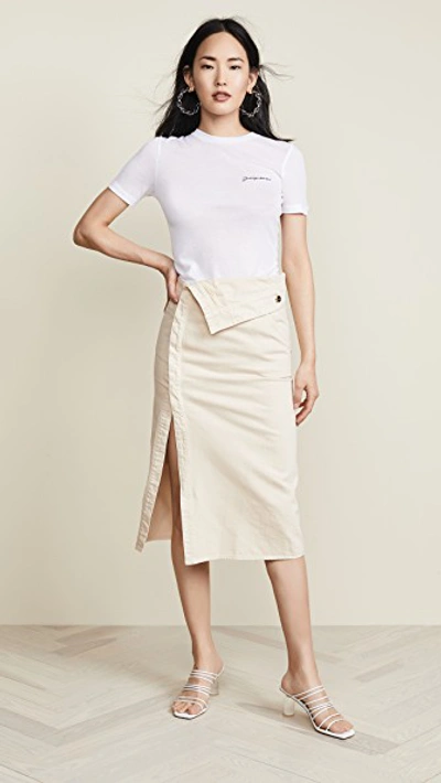 Shop Jacquemus Flap Skirt In Beige