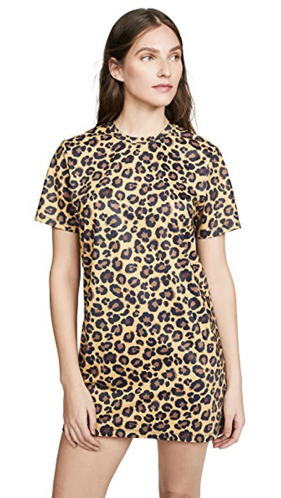 Shop Adam Selman T Mini Dress In Honey Leopard