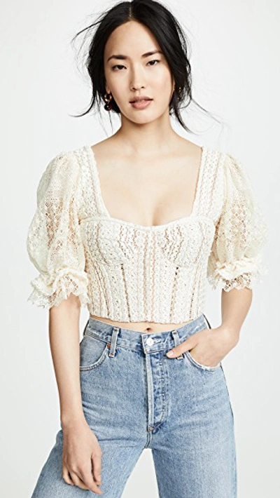 Spring Fling Ivory Lace Puff Sleeve Top