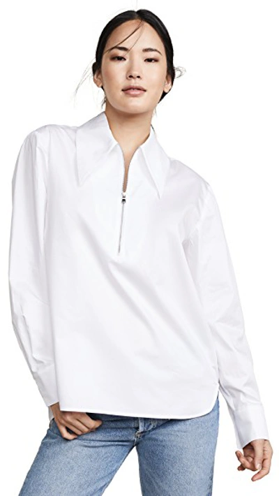 Shop Tibi Front Zip Shirt In White