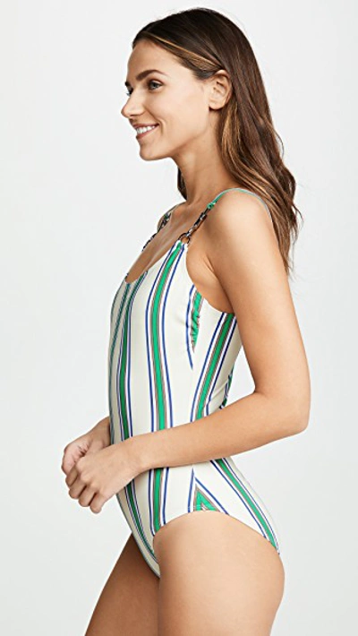 Shop Tory Burch Printed Clip Tank One Piece In Grand Awning Stripe