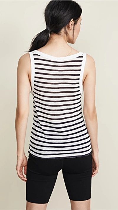 Shop Alexander Wang T Classic Striped Slub Jersey Tank In Ink And Ivory