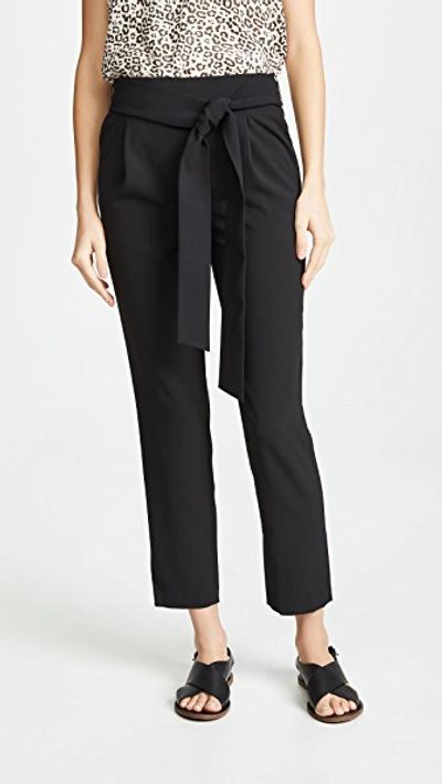 Shop Alice And Olivia Jessie Pull Up Slim Pants With Belt In Black