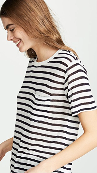 Shop Alexander Wang T Classic Stripe Slub Jersey Tee In Ink And Ivory