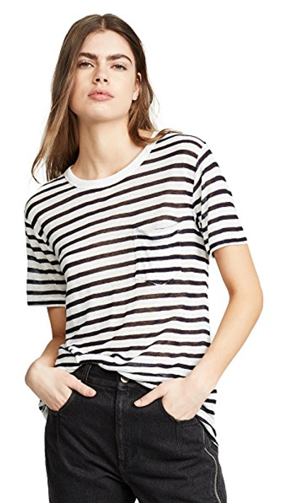 Shop Alexander Wang T Classic Stripe Slub Jersey Tee In Ink And Ivory
