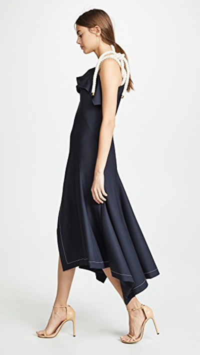 Shop Monse Flap Shoulder Dress In Navy