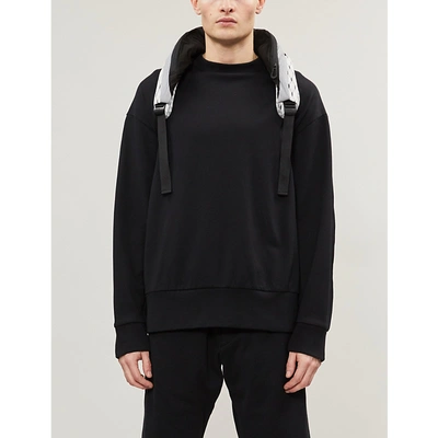 Shop Y-3 Signature-print Cotton-jersey Sweatshirt In Black