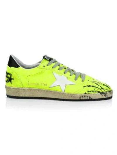 Shop Golden Goose Men's Lime Ball Star Leather Sneakers In Lime Suede