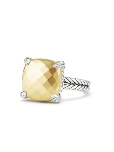 Shop David Yurman Châtelaine® 18k Gold & Diamond Ring In Hampton Blue Topaz