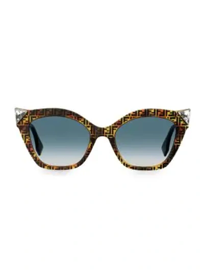 Shop Fendi 52mm Cat Eye Crystal Embellished Sunglasses In Havana