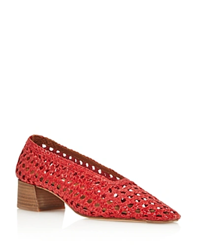 Shop Miista Women's Taissa Woven Leather Pumps In Red