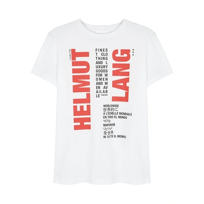 Shop Helmut Lang White Printed Cotton T-shirt