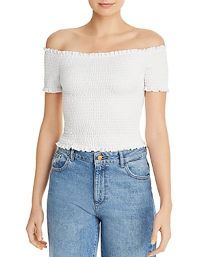 Shop Aqua Smocked Off-the-shoulder Top - 100% Exclusive In White