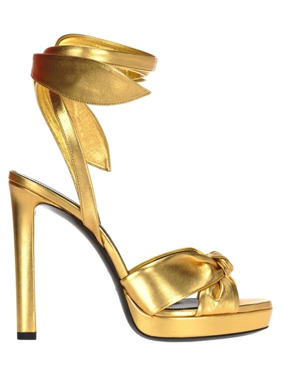 Shop Saint Laurent Hall Sandals In Gold