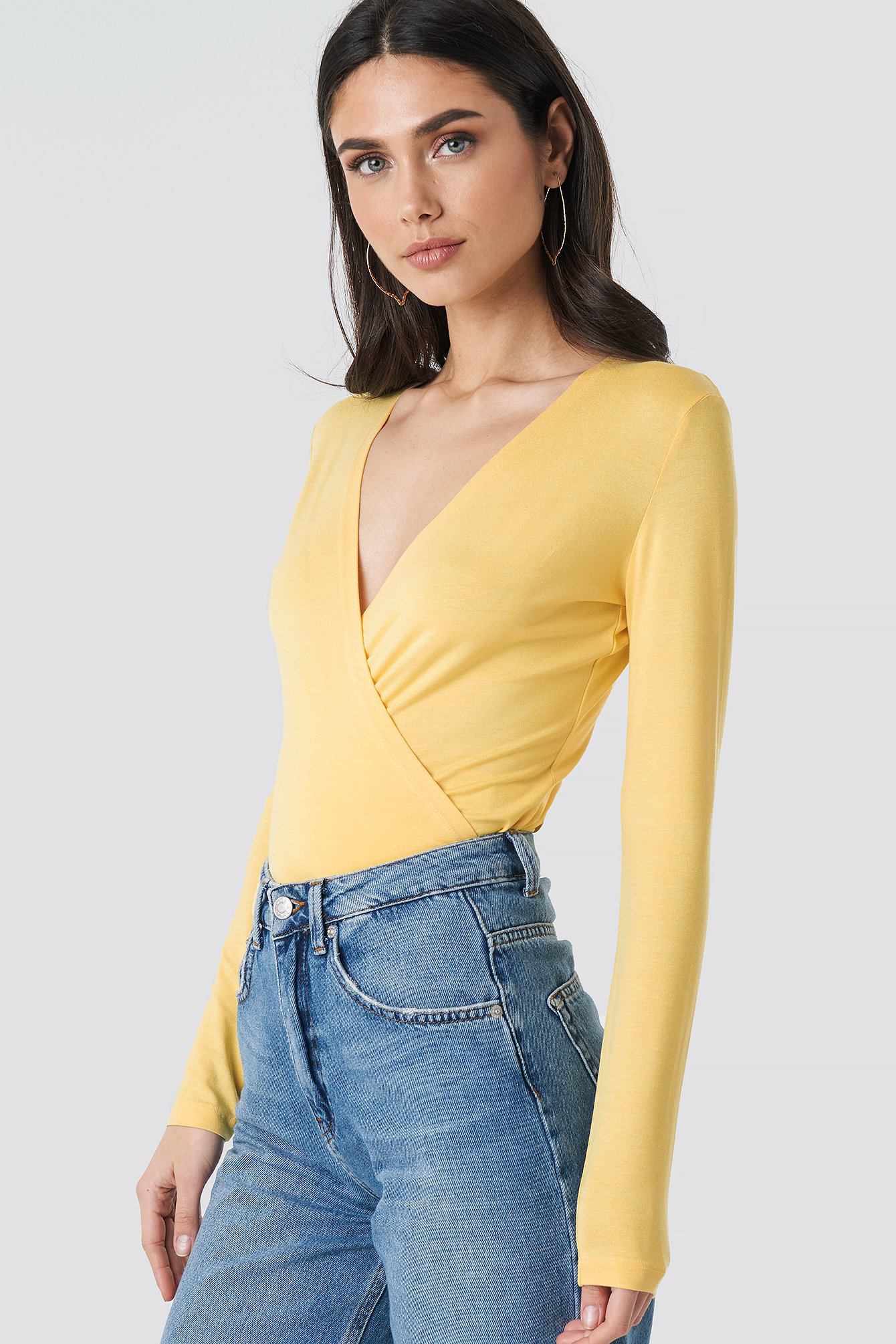 pale yellow long sleeve top