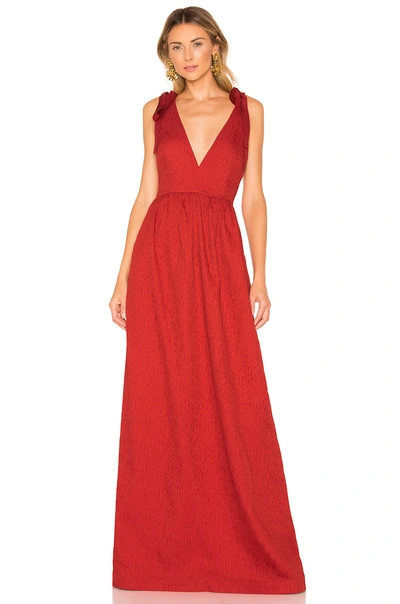 Shop Rebecca Vallance Harlow Tie Gown In Red