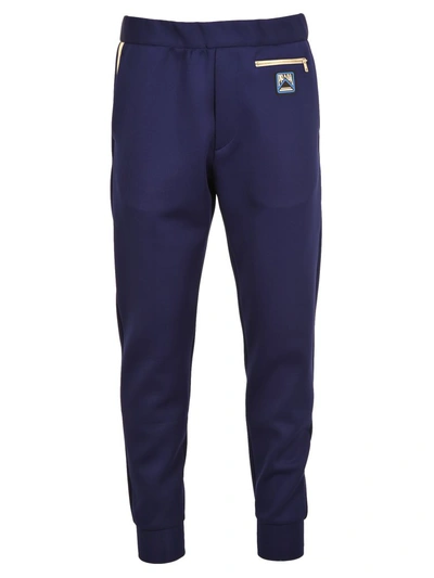 Shop Prada Logo Track Pants In Cobalt Blue