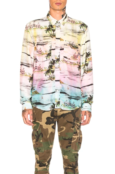 Shop Amiri Beverly Hills Hawaiian Shirt In Pink,yellow,tropical. In Rainbow