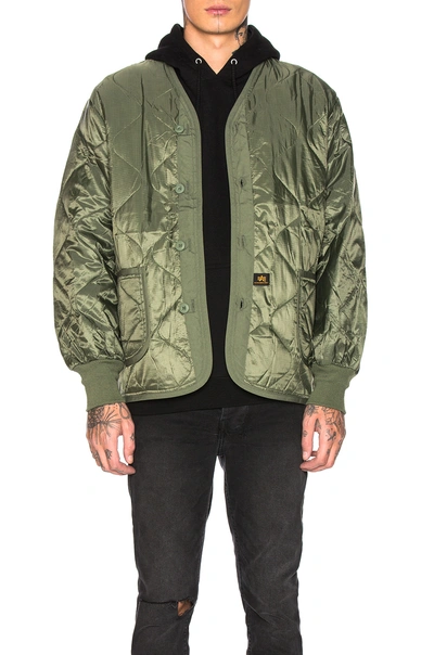 Alpha Industries Als Liner Quilted Ripstop Down Jacket In M-65 Olive