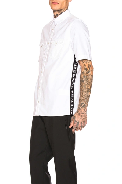 Shop Givenchy Logo Webbing Denim Shirt In White