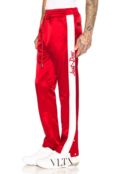 Shop Just Don Satin Tearaway Pant In Red