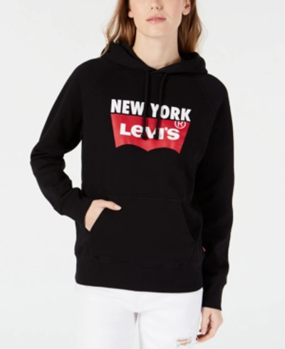 Shop Levi's Cotton Graphic Sports Hoodie In Black