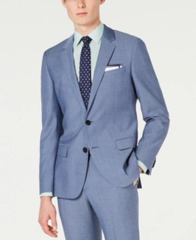 Shop Hugo Boss Men's Slim-fit Pin-dot Suit Jacket In Blue