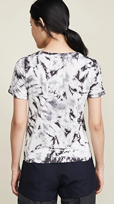 Shop Alice And Olivia Shira Roll Sleeve Tee In Black/white Tie Dye