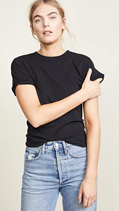 Shop Re/done Rolled Sleeve Tee In Black