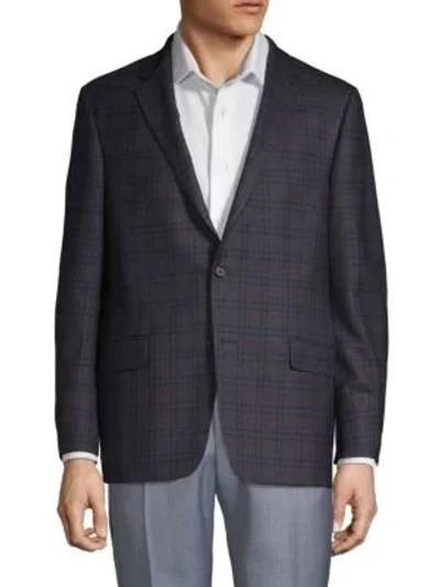 Shop Hickey Freeman Classic Fit Plaid Wool Jacket In Navy