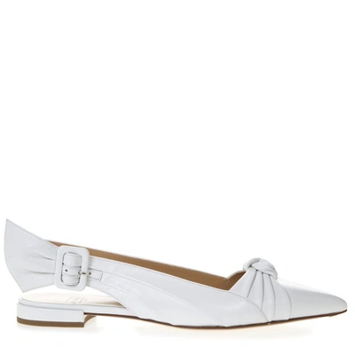 Shop Francesco Russo White Leather Knot Ballerina Shoes