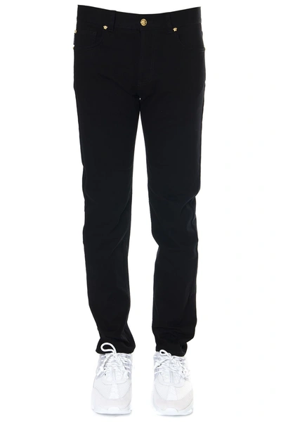 Shop Versace Black Straight Cut Jeans In Denim