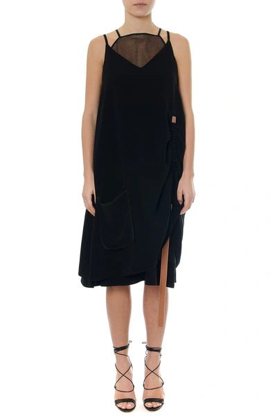 Shop Loewe Black Acetate Sleeveless Dress