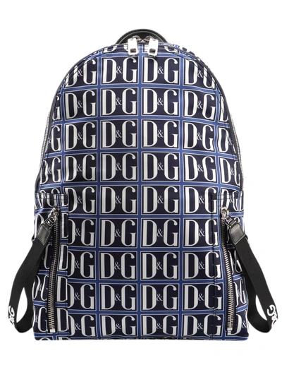Shop Dolce & Gabbana Logo Backpack In Blue Print