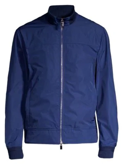 Shop Canali Zip Track Jacket In Blue