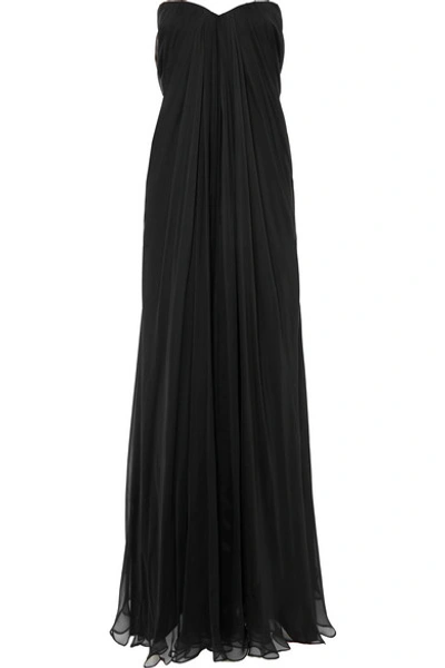 Shop Alexander Mcqueen Silk-chiffon Bustier Gown In Black