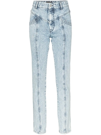 Shop Isabel Marant Lorricka Acid Wash Seam Detail Skinny Jeans In Blue