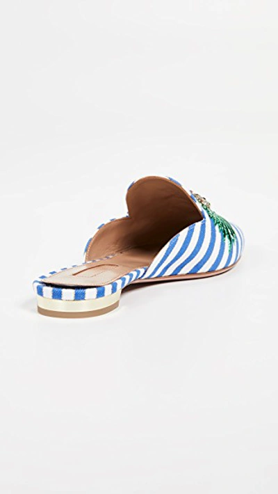 Shop Aquazzura Pineapple Flats In Blue/white