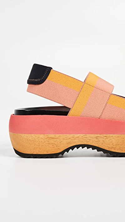 Shop Marni Wedge Two Band Slingback Sandals In Coral/gold