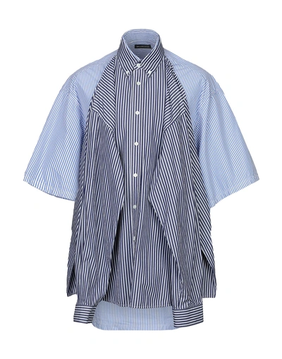 Shop Balenciaga Striped Shirt In Sky Blue